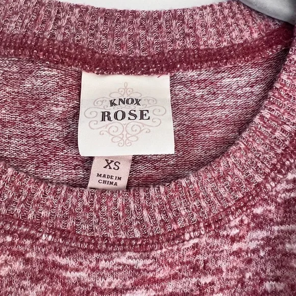 KNOX ROSE HEATHER RED SCOOP HEM LIGHTWEIGHT KNIT SWEATER - SIZE XS - Picture 2 of 5